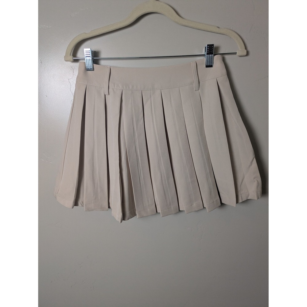 Baby Pink Pleated Mini Skirt Size S Beige‎ Schoolgirl Kawaii
